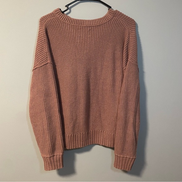Lucky Brand Notch V-Neck Sweater Burlwood Women’s XS Oversized Knit Cozy Warm - Picture 4 of 7